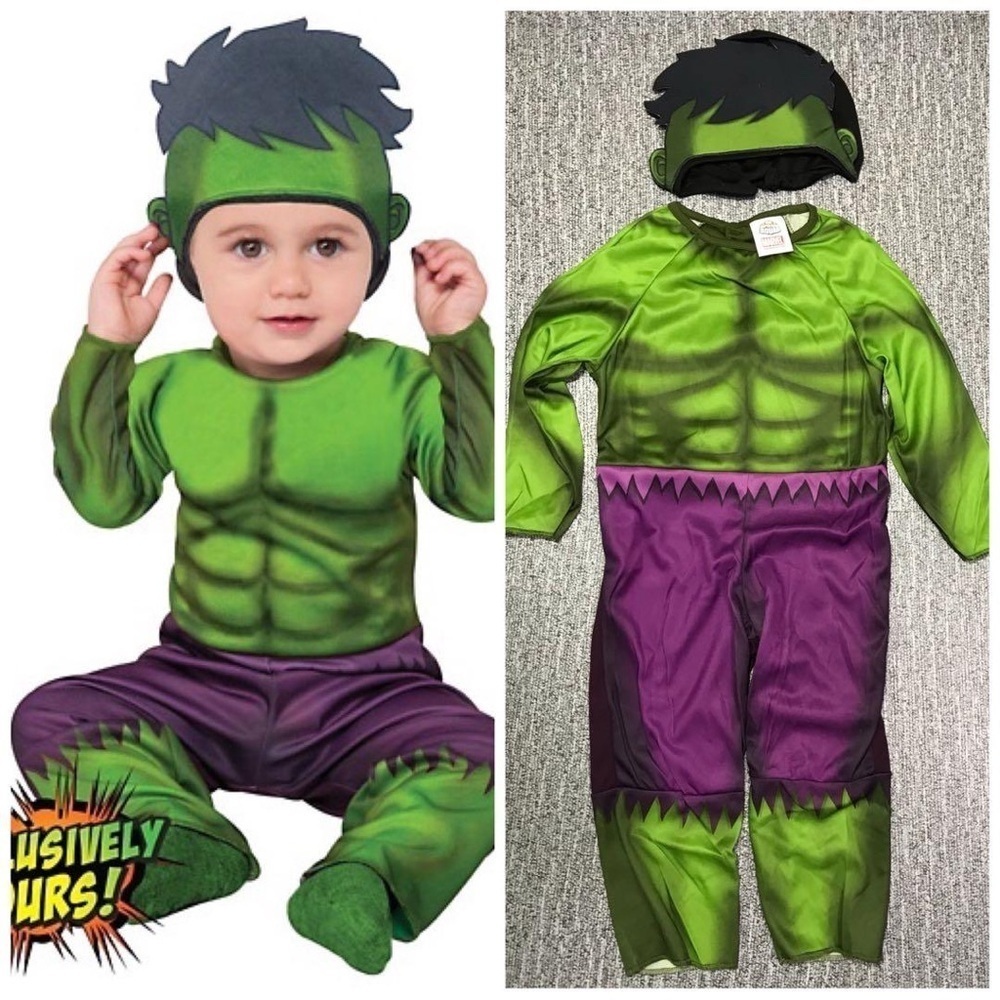 Kids Green and Purple Superhero HULK Costume - Picture 7 of 11